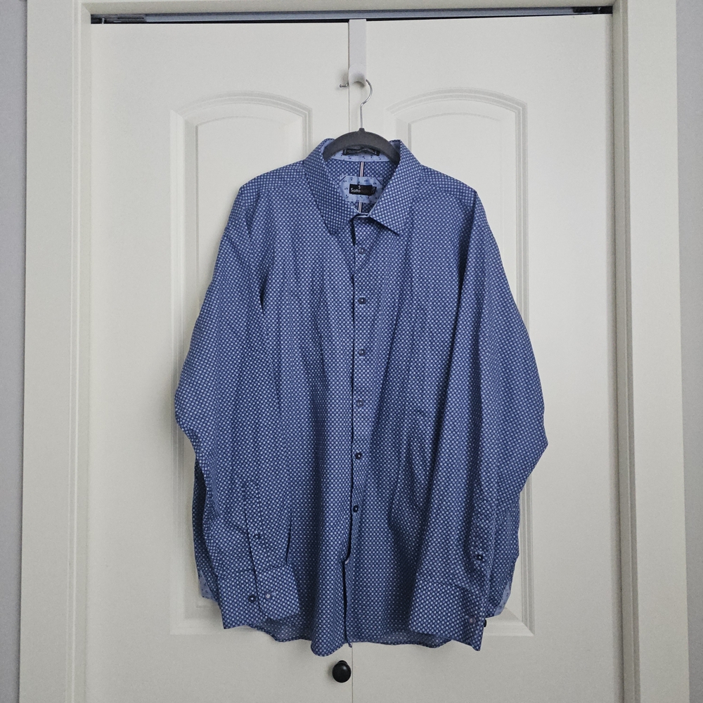 Sotto Sopra  Blue Men's Dress Shirt Micro-Pattern Contemporary Sz XL